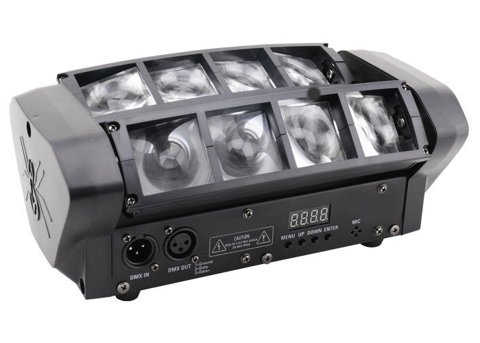 8 Eyes Rgbw 4 in 1 Led Beam Disco Stage Lights Moving Head Black Plastic Housing